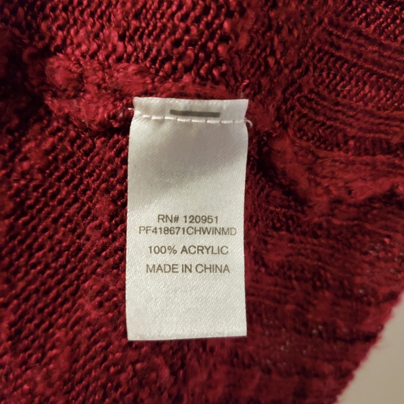 Charming Charlie - Maroon Star Knit Open Front Cardigan - Size M - Picture 7 of 8